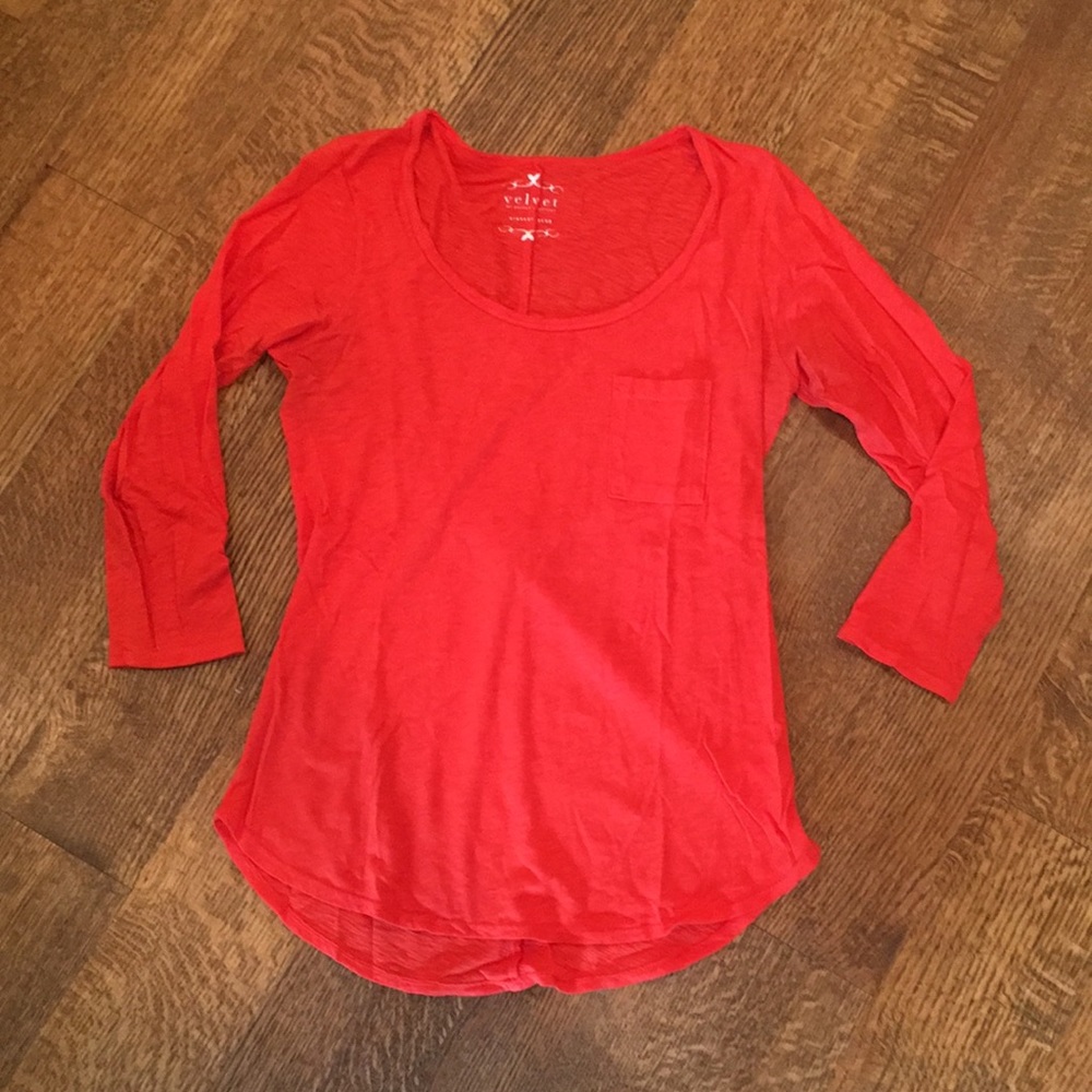 Orange long sleeve tee by Velvet.